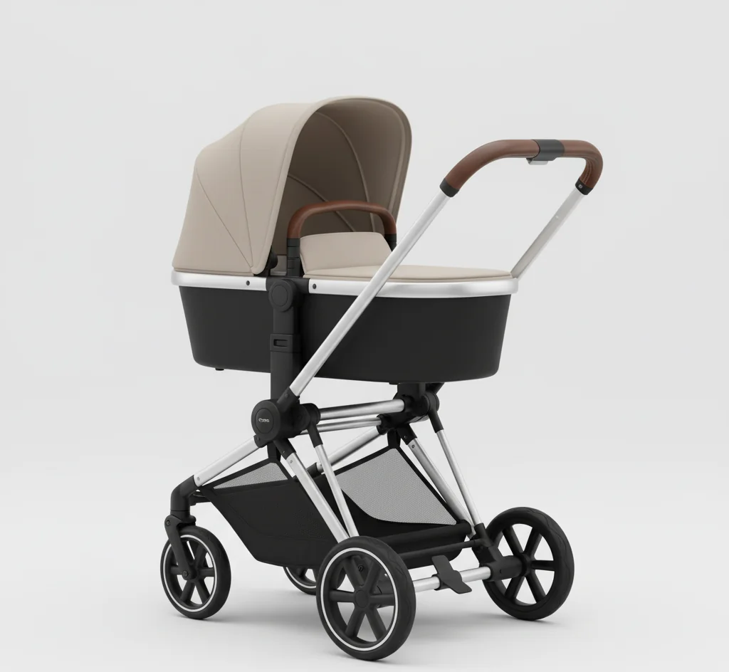 Cybex Gazelle S Kinderwagen in moderner Farbvariante mit Blick auf Rahmen und Liegewanne