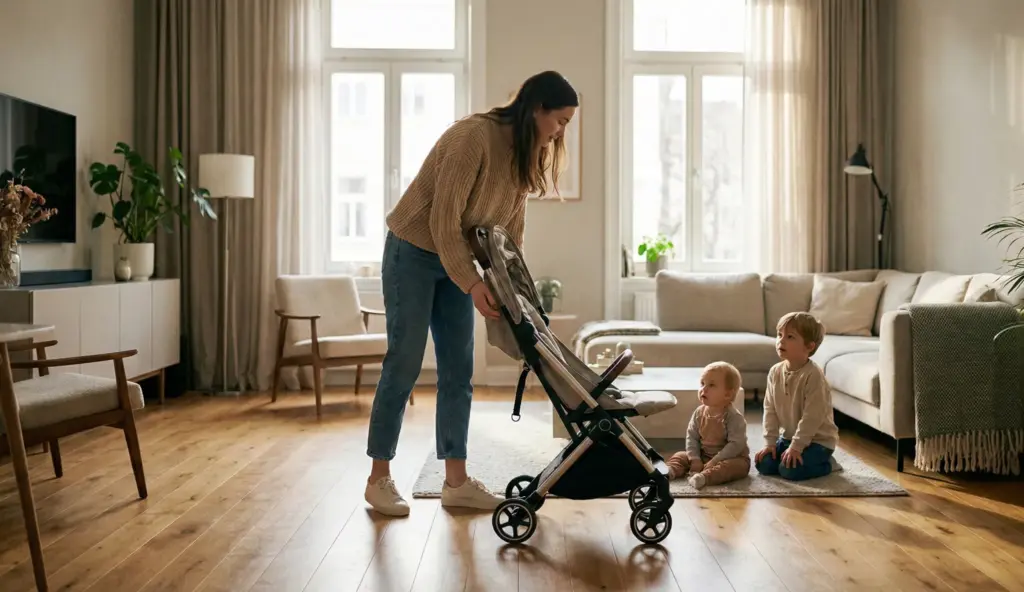 Bugaboo Butterfly 2 beim Unboxing und ersten Aufbau im Wohnzimmer.