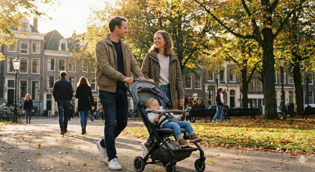 Kinderwagen im Familienalltag – entspannter Spaziergang im Park