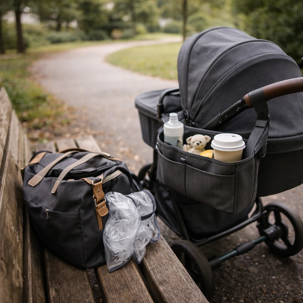 Kinderzubehör wie Wickeltasche und Organizer im Familienalltag