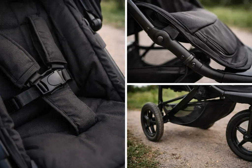Kinderwagen mit robusten Stoffen und stabilem Rahmen – hochwertige Verarbeitung im Detail