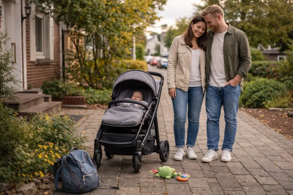 Kinderwagen im Familienalltag – zuverlässig bei Spaziergang vor dem Haus