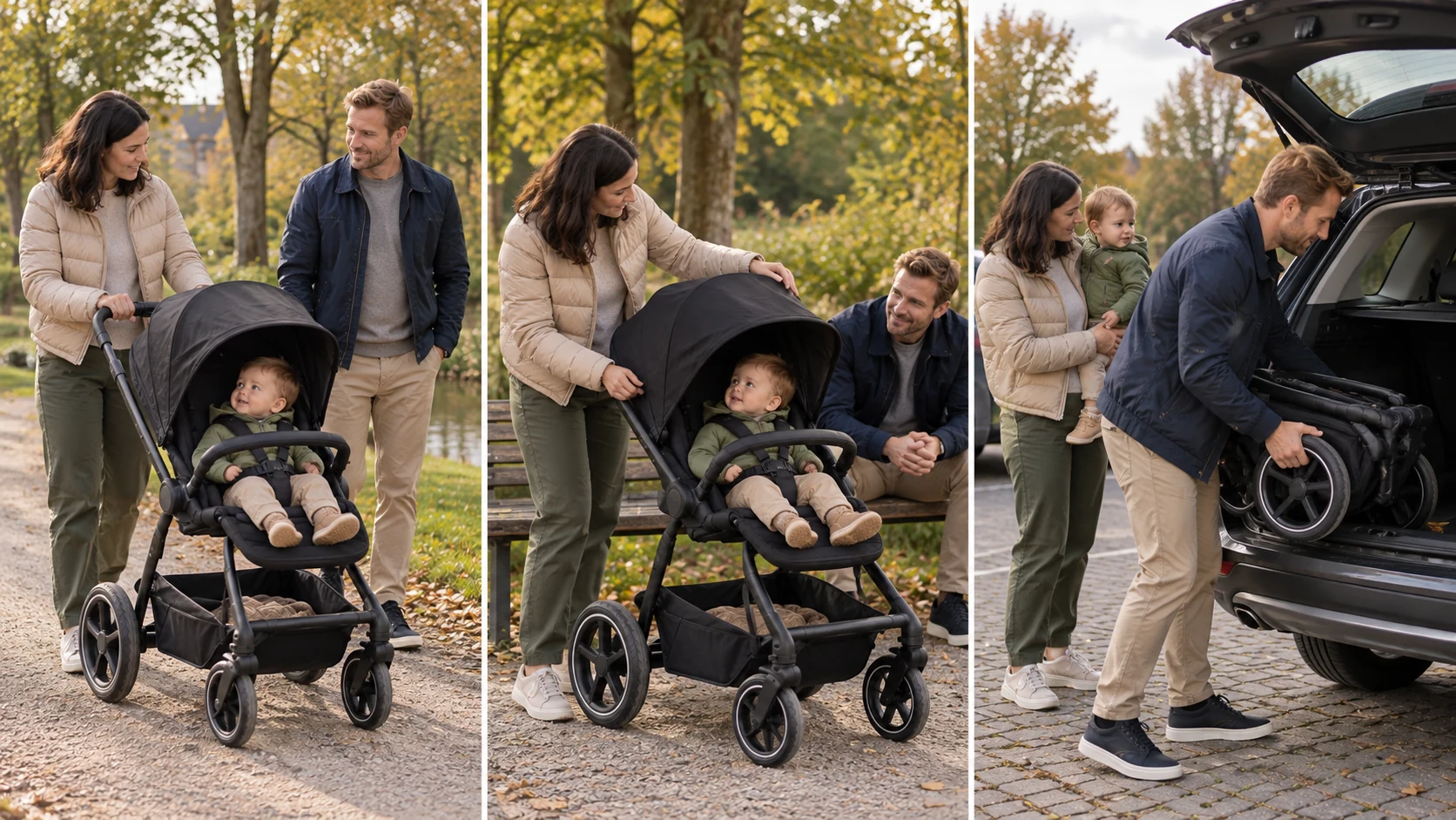 CYBEX Talos S Lux beim Spaziergang, bei einer Parkpause und beim Verstauen im Auto