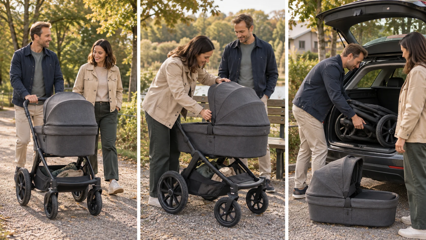 Emmaljunga SENTO MAX bei Spaziergang, Pause und Transport im Familienauto