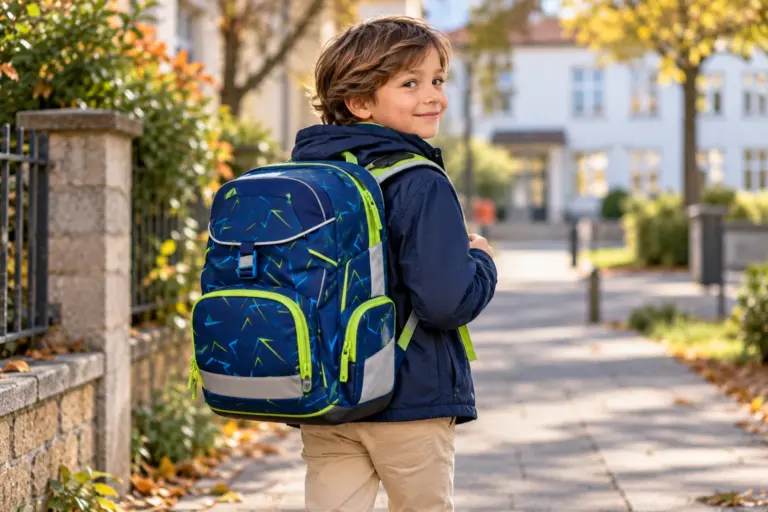 Grundschulkind mit blau-grünem Schulranzen – ergobag pack Review 2026